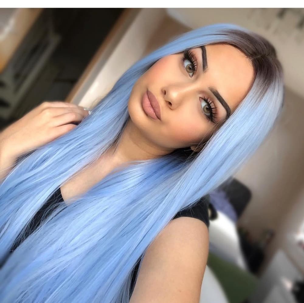 Ombre Light Blue Lace Front Wig