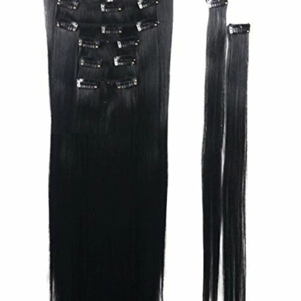 Black Straight Full Head Clip in Extension