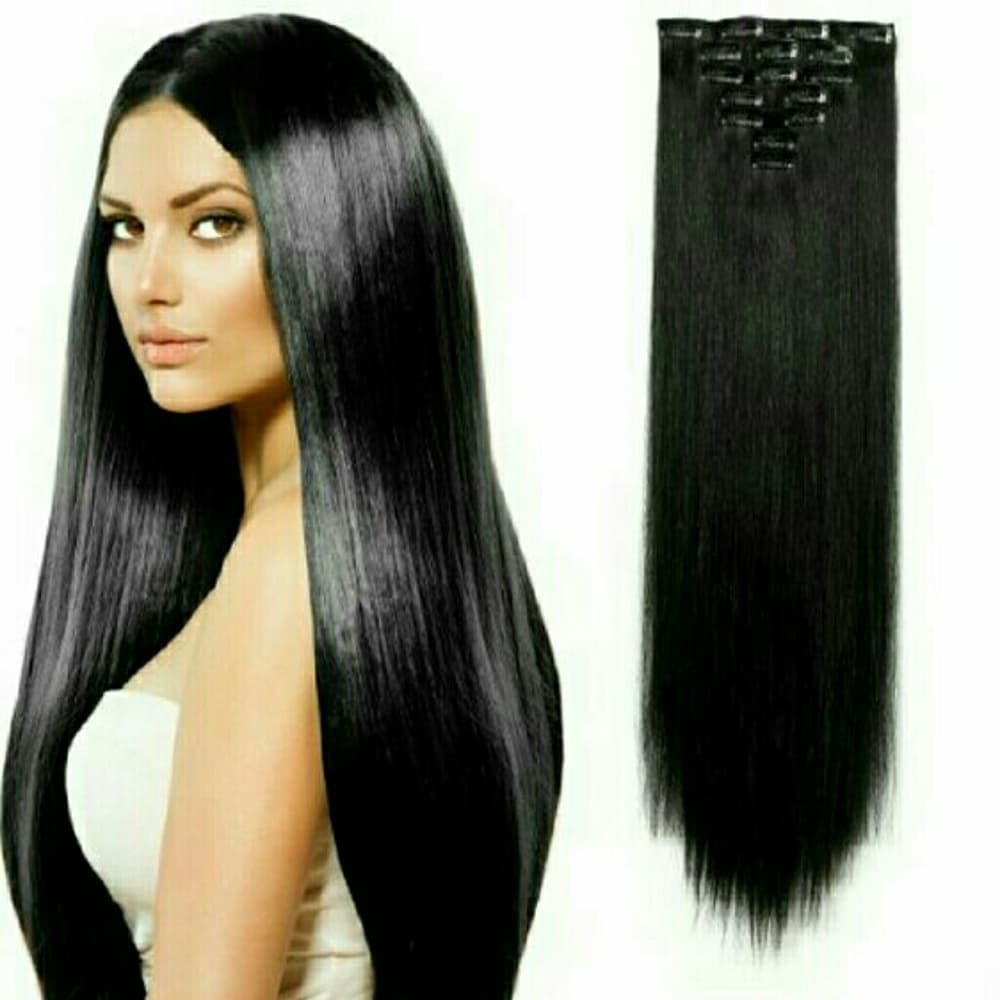 (2) Packs Black Full Head Clip In Extension #1b