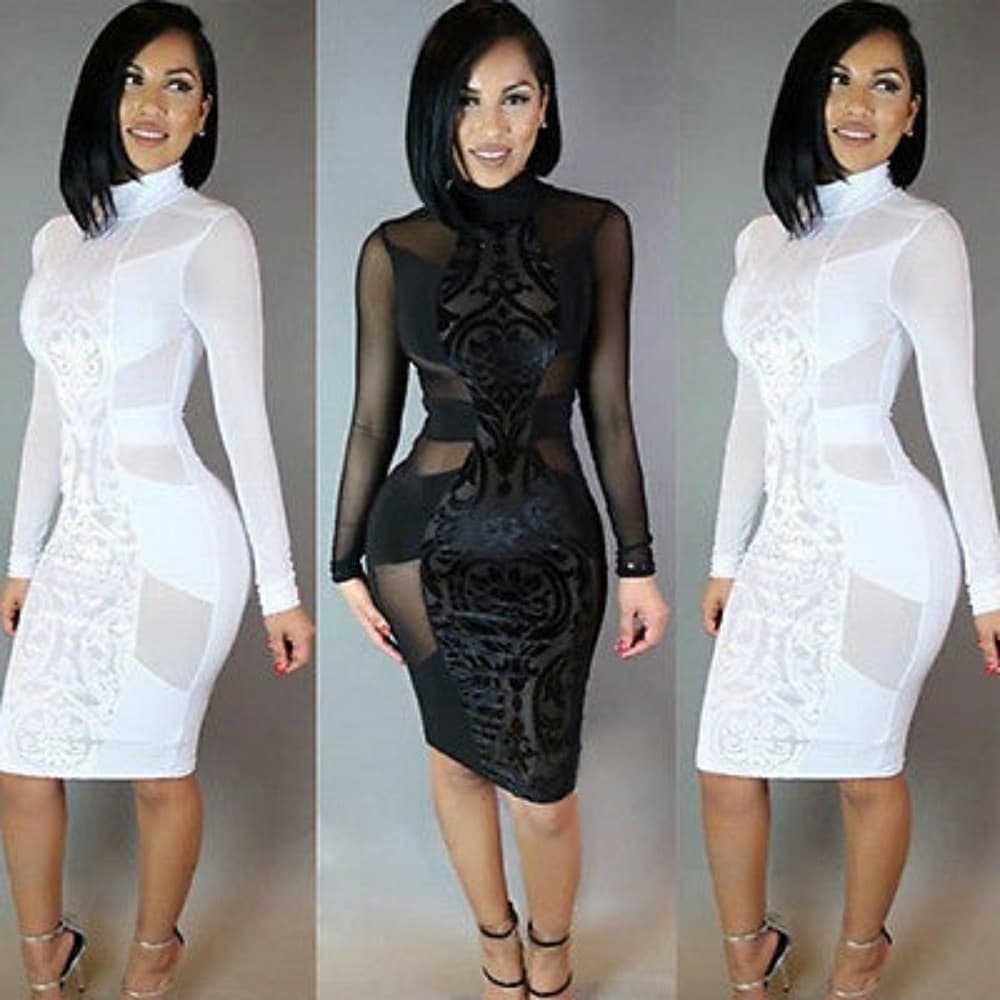 Black Sexy Long Sleeve Cockyail Dress