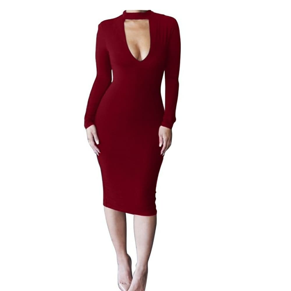 Red Sexy Beauty V-Neck Dress
