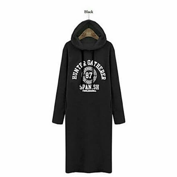 Sporty Letter Printing Long Sleeve Hooded Dress!!