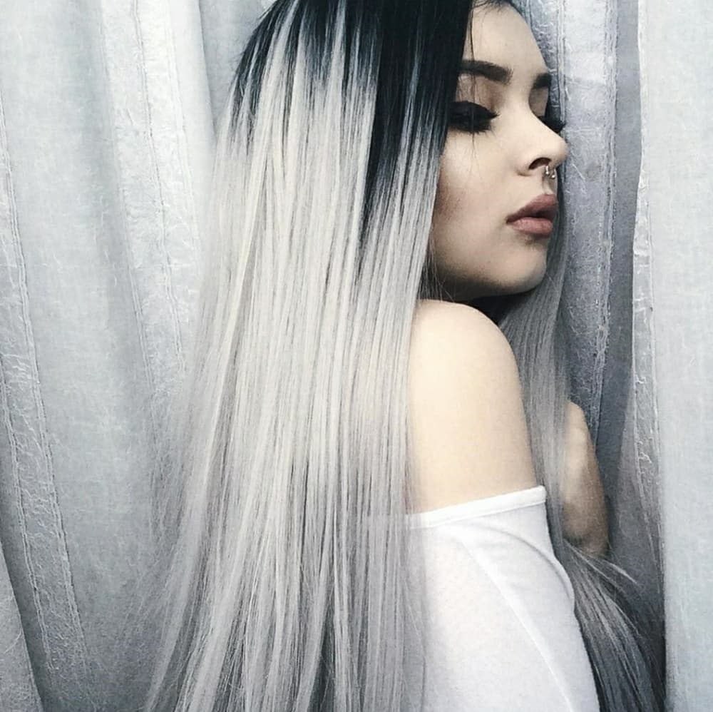 Ombre Black Gray Human Blend