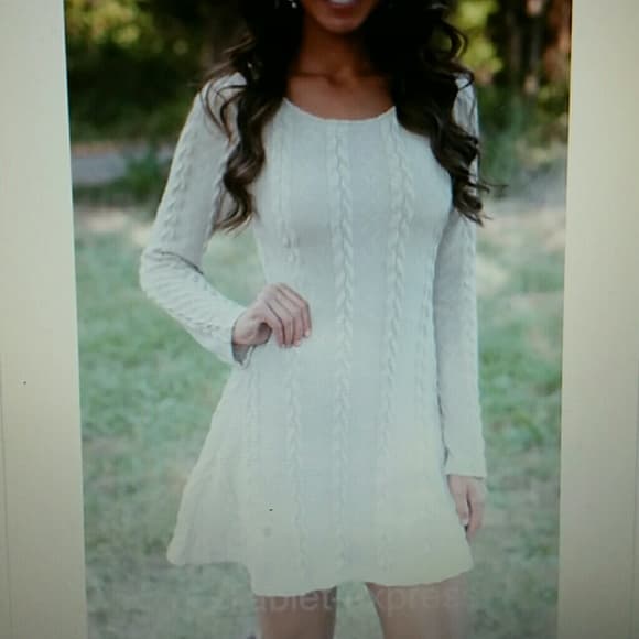Women's winter Long Sleeve Sweater Mini Dress