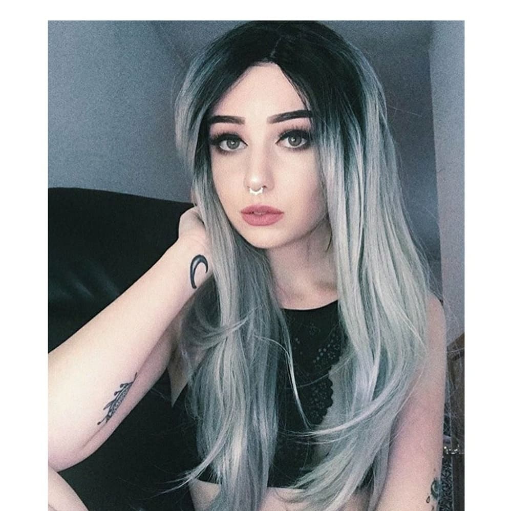 Ombre Black Gray Lace Front Wig 22-26 inches!!