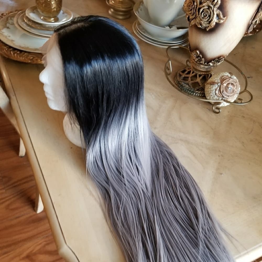 Ombre Black Gray Beauty LaceFront Wig Wig 22-26inc