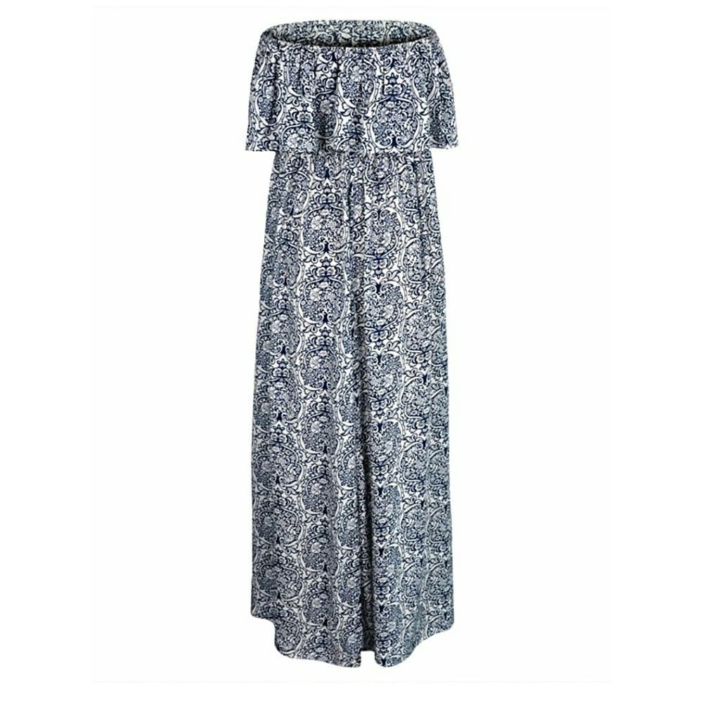 Summer Blue and White Porcelain Strapless Boho Max