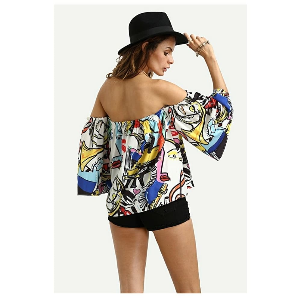 Multicolor Off Shouldercute Crop Top