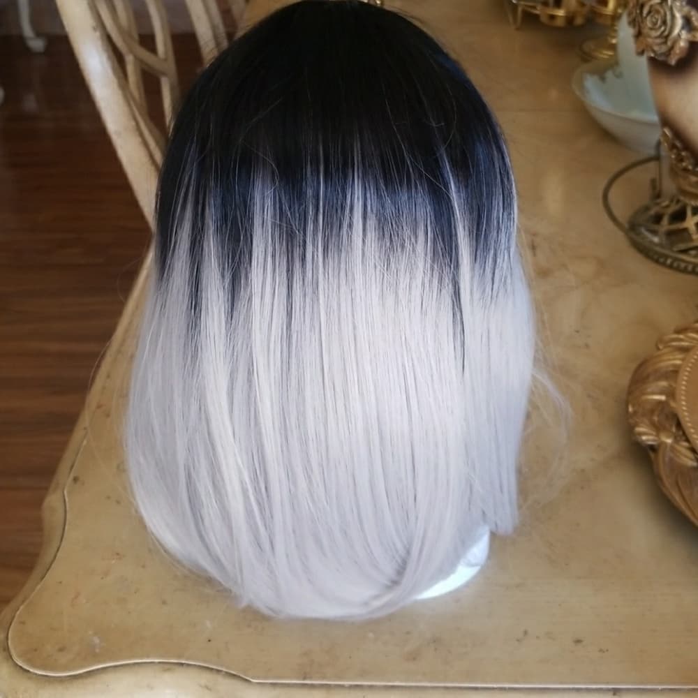 Ombre Black Gray Beauty Lacefront Wig