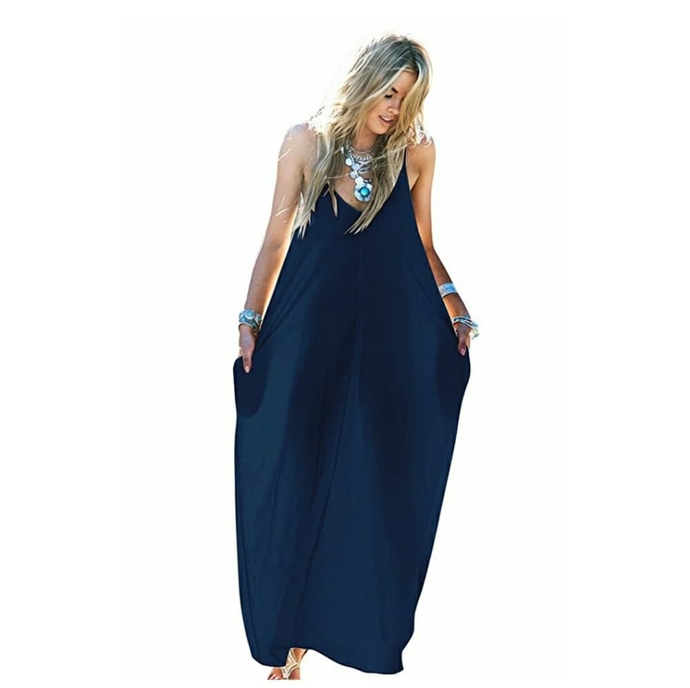 Navy Blue Boho Strappy Dress
