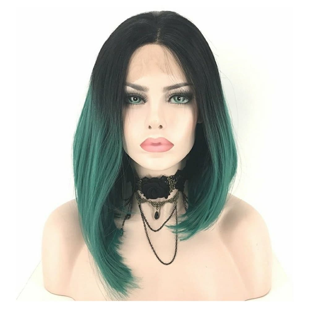 Ombre Black Green LaceFront Wig