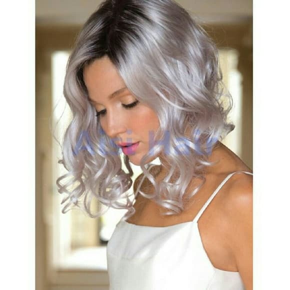 Black Ombre Gray Beauty Full Wig!!
