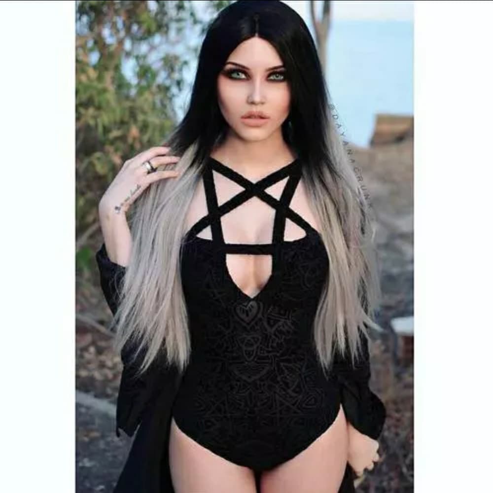 Human Hair Blend Ombre Silver LaceFront Wig 24-28
