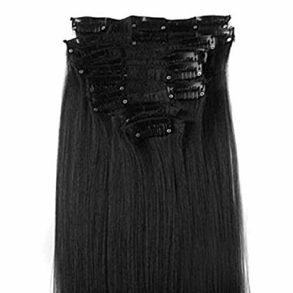 24" 12pcs Full Head Clip in Hair Extension Black!!