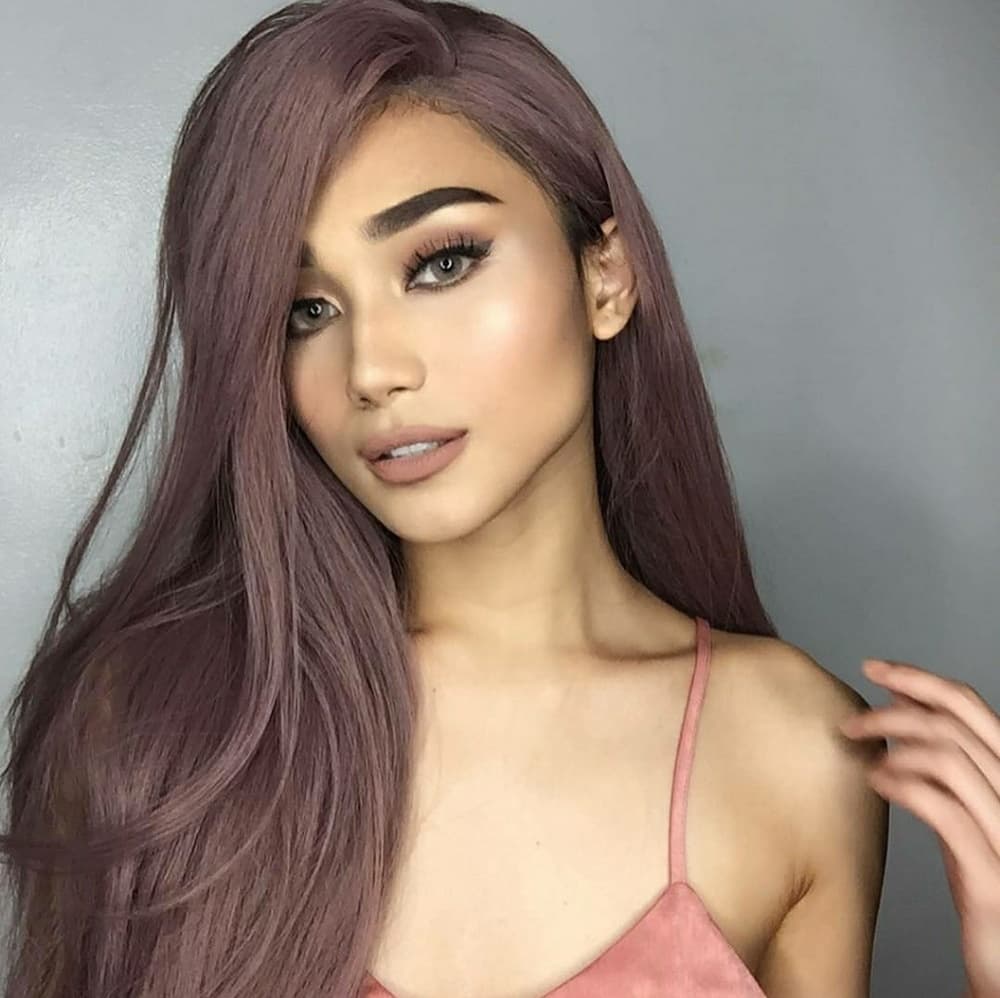 Greyish Pink Wavy Beauty Lace Front Wig 24-28 inch