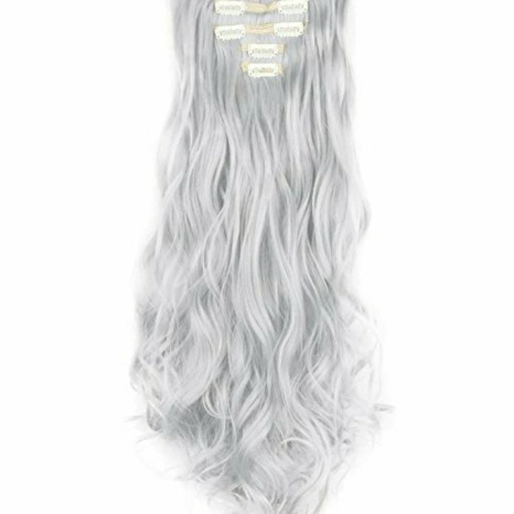 White Silver Full Head Clip in Extension