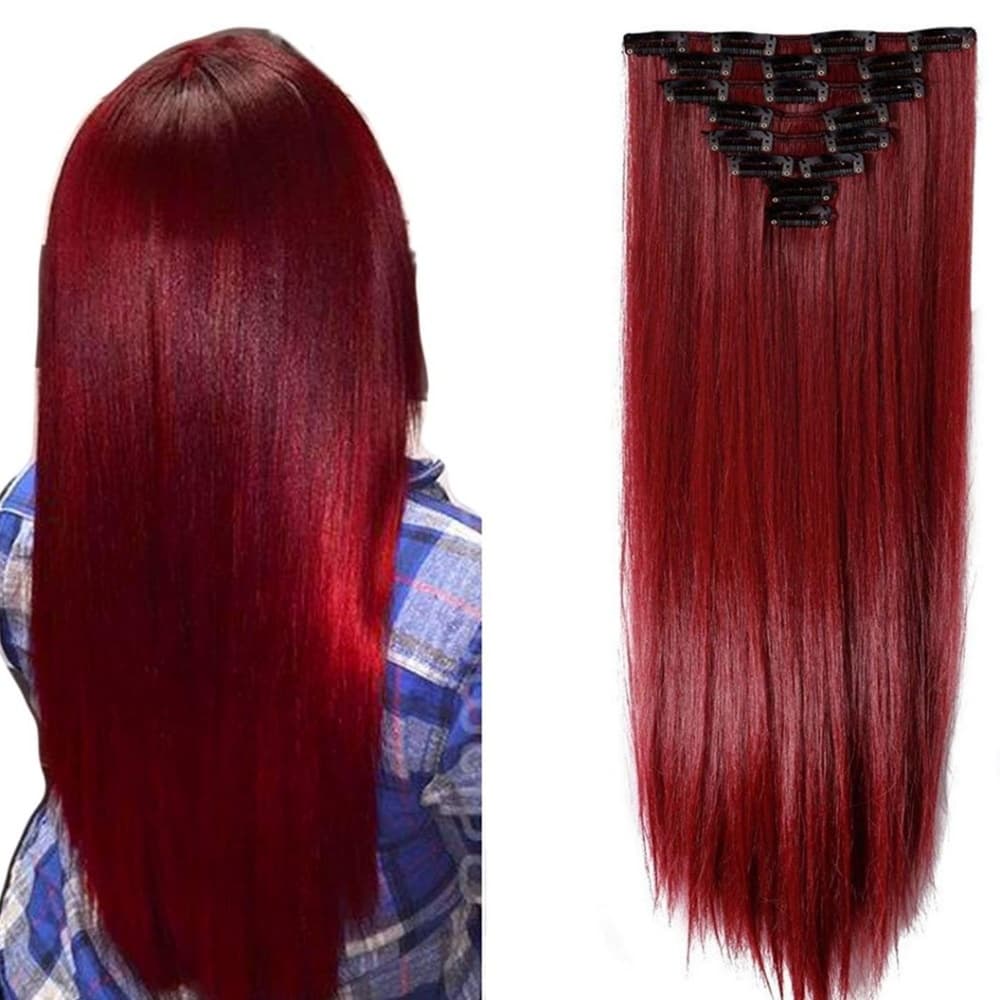 Dark Red Full Head clip in Extension