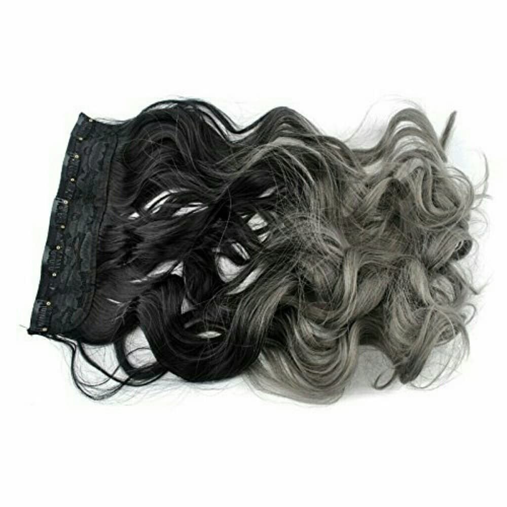 Ombre Black Gray 3/4 Clip in Extension