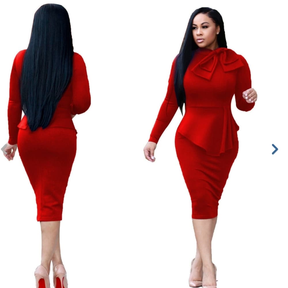 Sexy Women Casual Long Sleeve Midi Dress Bodycon E