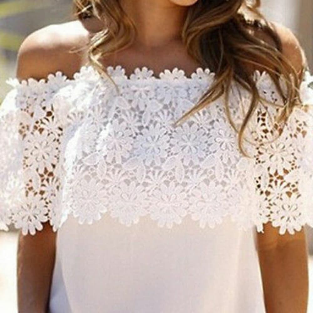 White Chiffon Off Shoulder Top