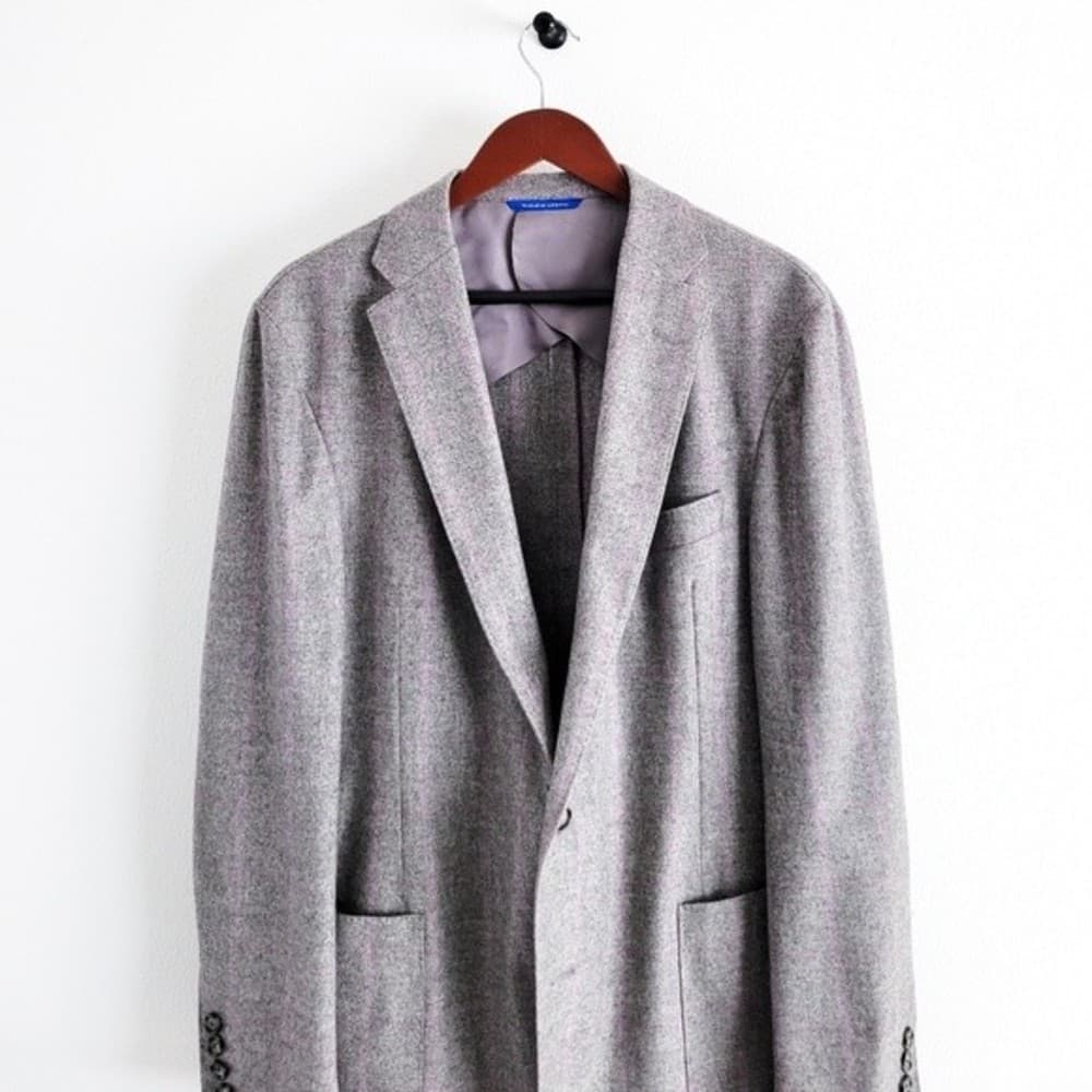 Adrian Jules Sport Coat Flannel Wool Blazer Plaid Gray Purple Mens 43