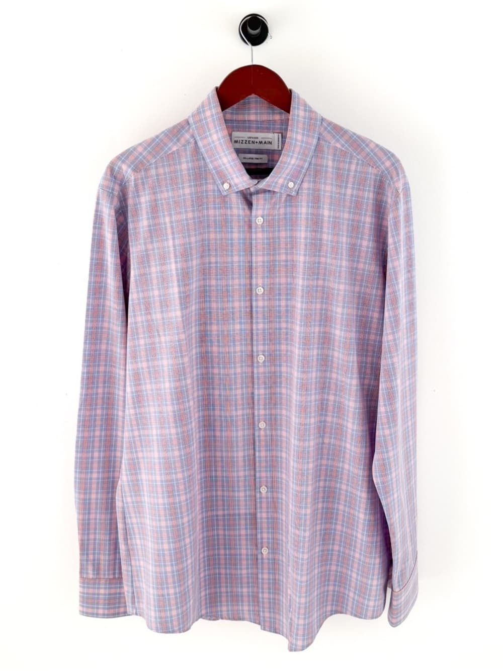 New Mizzen + Main Trim Leeward Button Down Shirt Plaid Light XXL White Men's