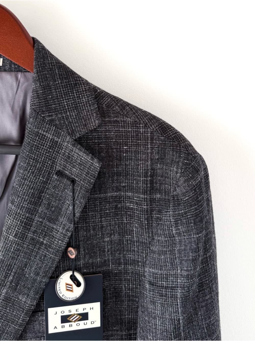 New Joseph Abboud Wool Silk Linen Sport Coat Blazer Glen Plaid Men's 42L