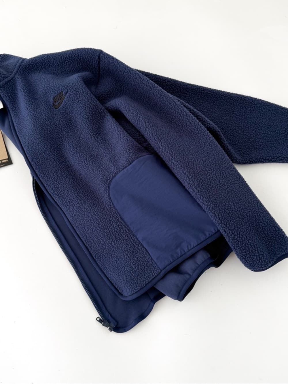 New Nike Sportswear Club Sherpa Fleece Jacket Men's Navy Blue Size L Oversized