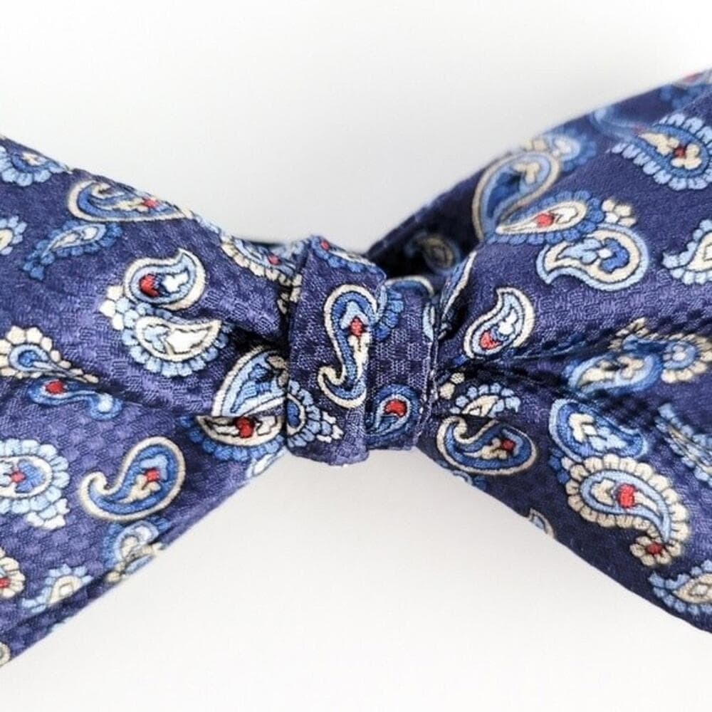 NEW Eton Bow Tie Italian Silk Paisley Pattern Blue Red Tan White Mens