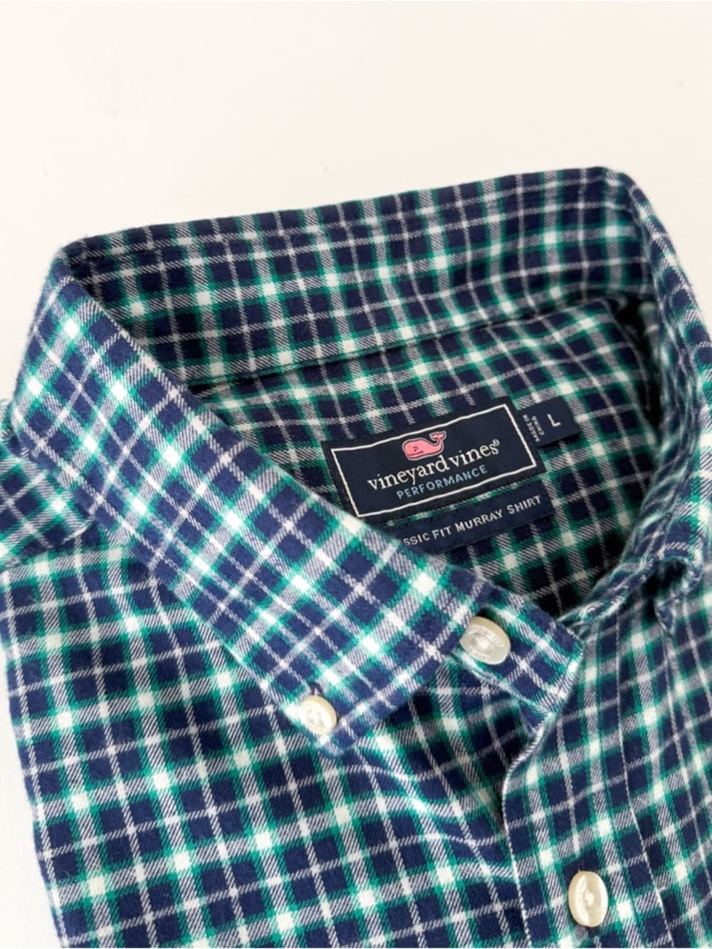 New Vineyard Vines Men's Flannel Button Down Murray Shirt L Blue Green White