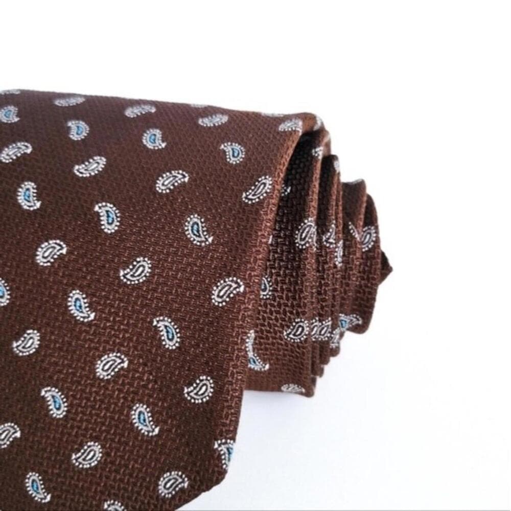 NEW Brooks Brothers Tie Paisley Pattern English Silk Brown Blue Gray Mens