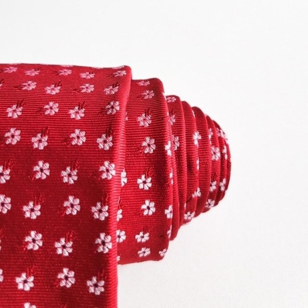 NEW Brooks Brothers Tie Flower Print Silk Neck Tie Red White Mens NWT
