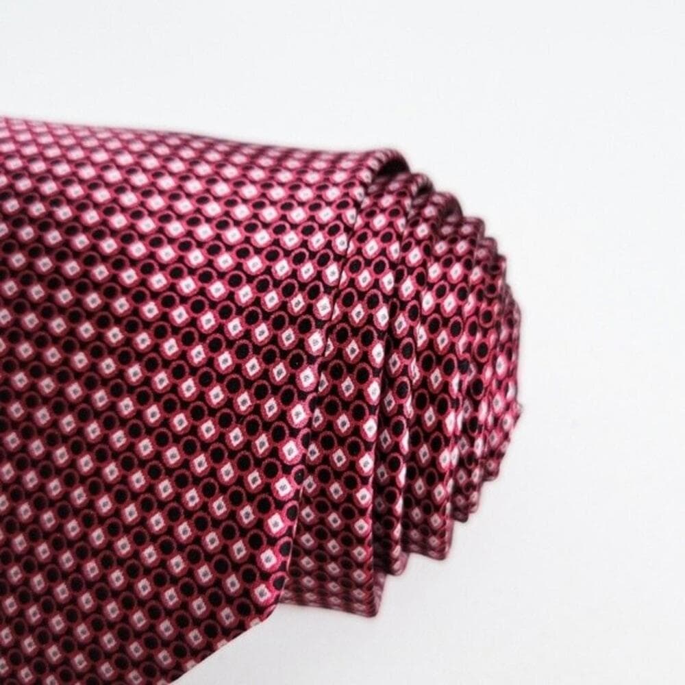 NEW Bresciani Italian Silk Tie Pattern Print Red Silver Black Necktie Mens