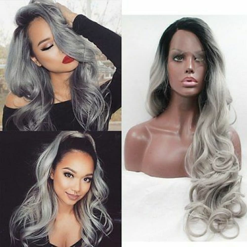 Ombre Black Gray LaceFront Wig