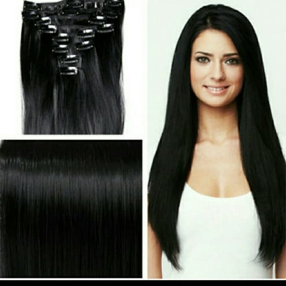 Black Full Head Clip In Extension 24 inches!!