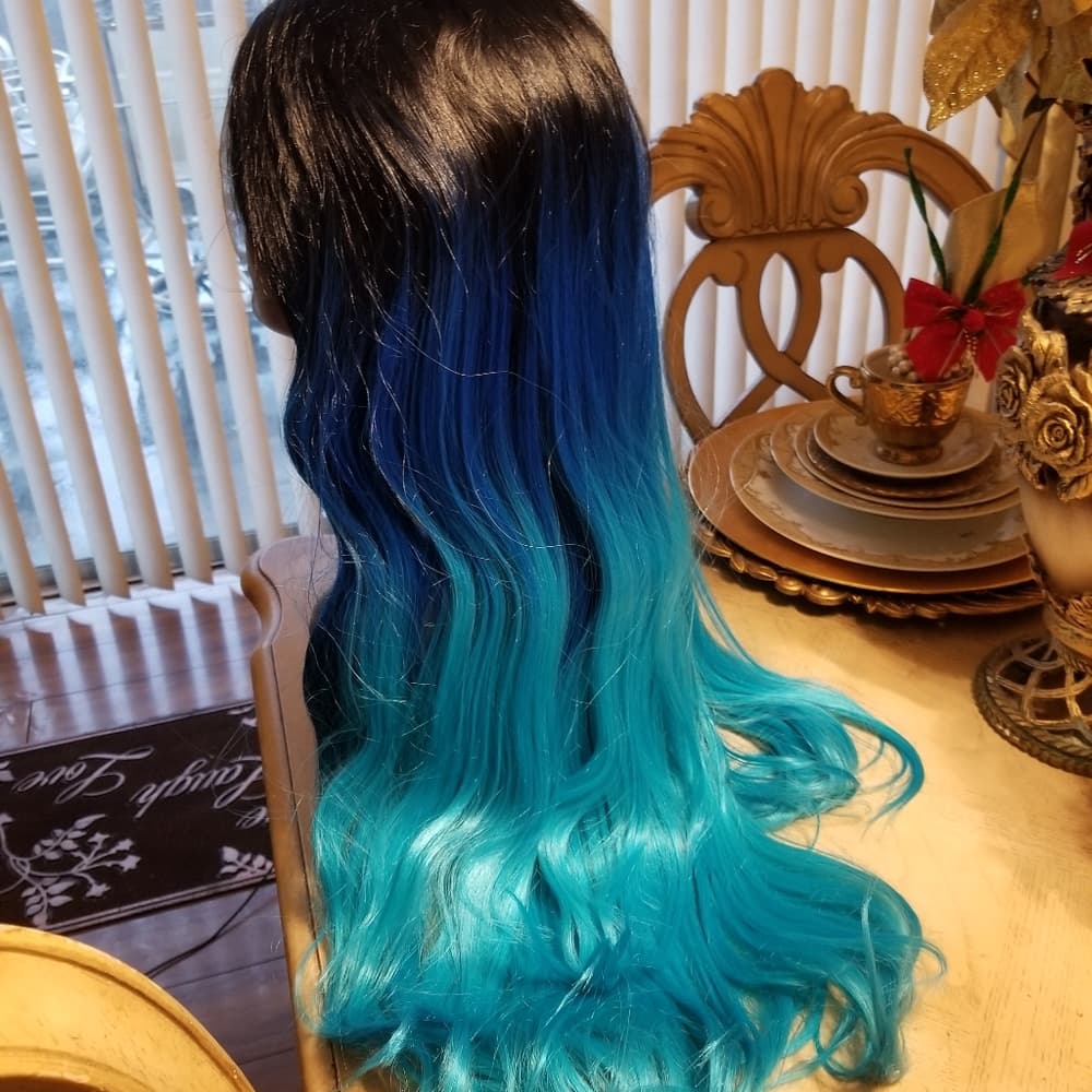 Black Blue Turquoise Beauty Lace Front Wig
