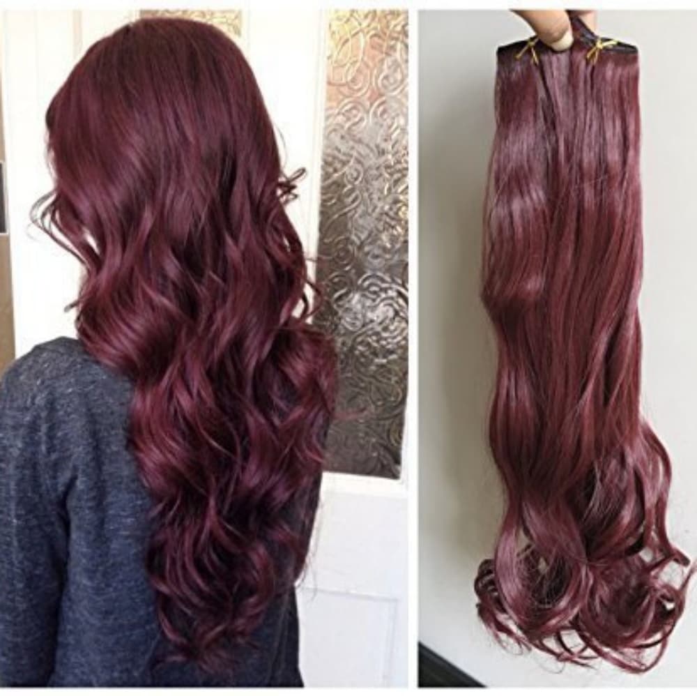 Plum Red One Piece Clip in Extension