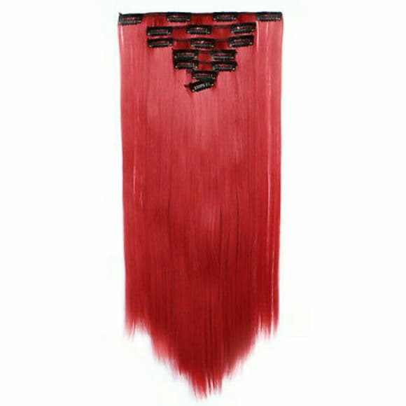 Full Head Clip In Extens-Red!