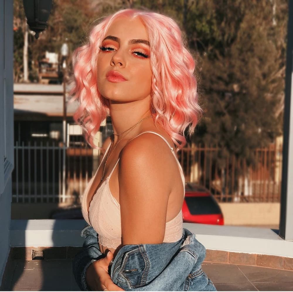 Wavy Pink Lace Front Wigs