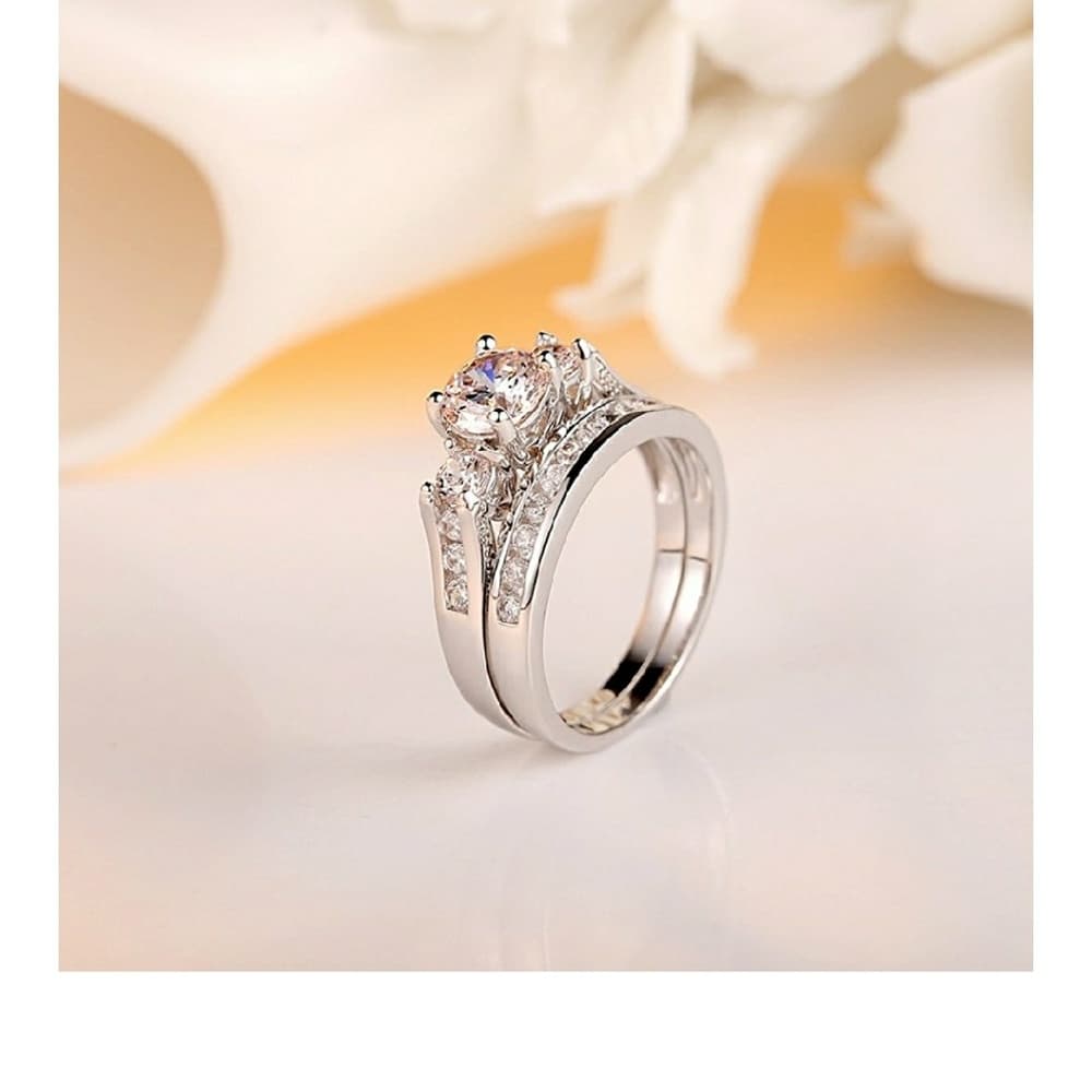 Engagement Sterling Silver Ring Set