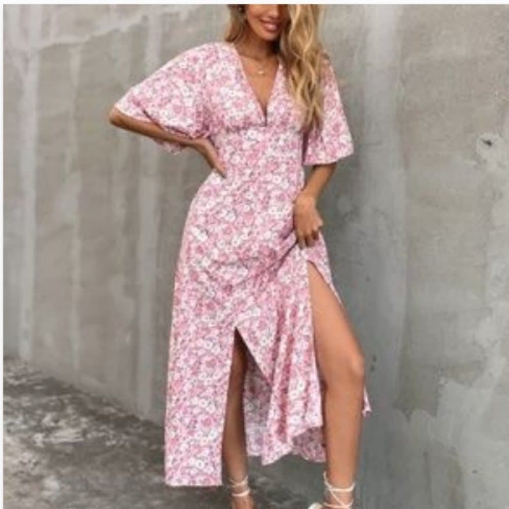 Pink Butterfly Boho Dress