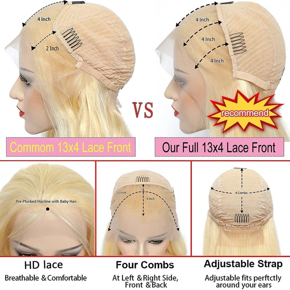 Blonde Wavy #613 Human Hair Wig 16-20 inches
