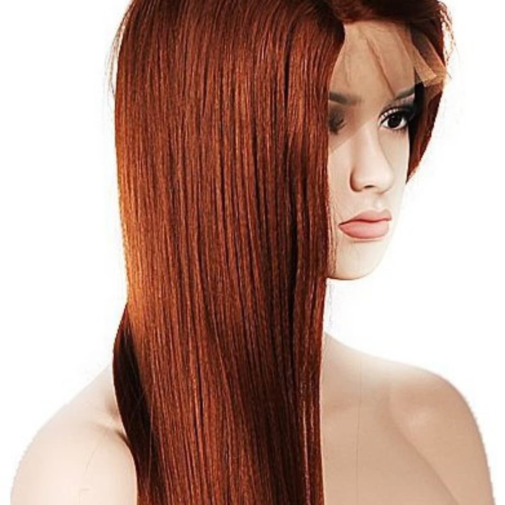 Red Brown Yaki Lace Front Wig