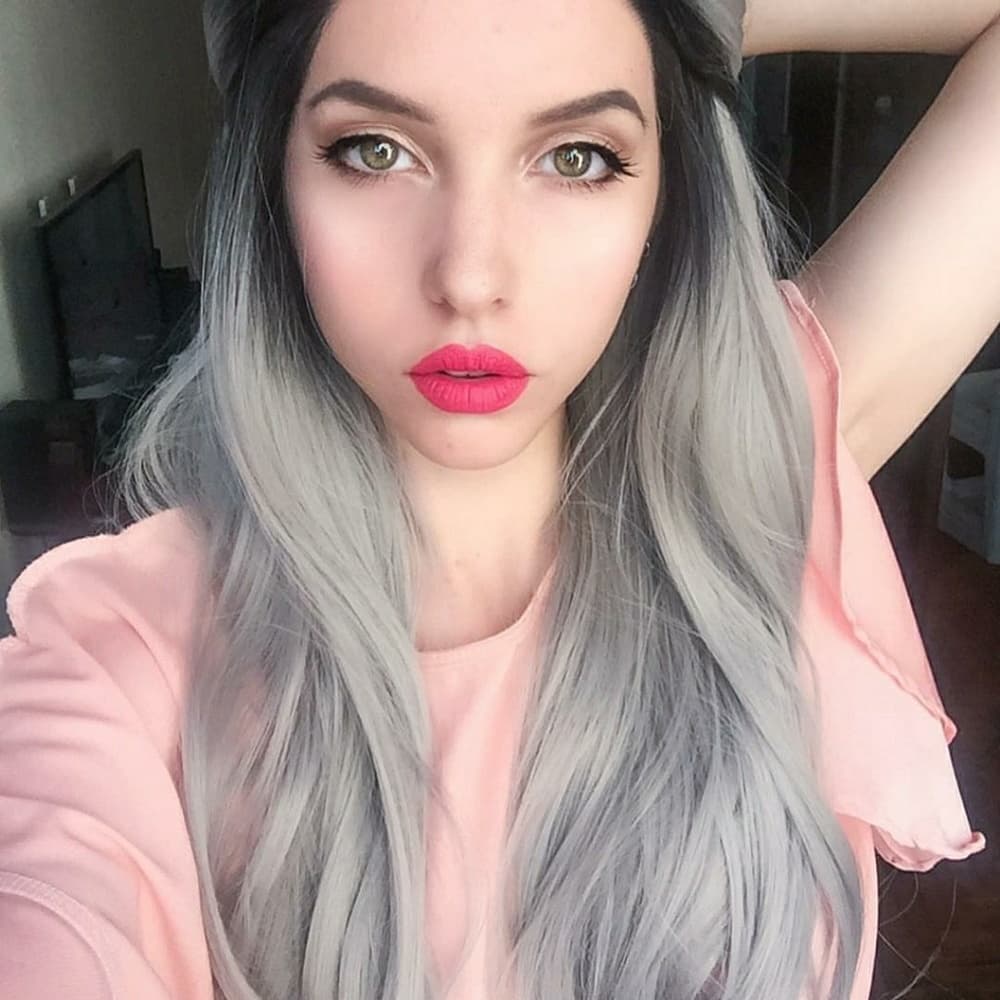 Ombre Black Gray Beauty LaceFront Wig 22-24inc