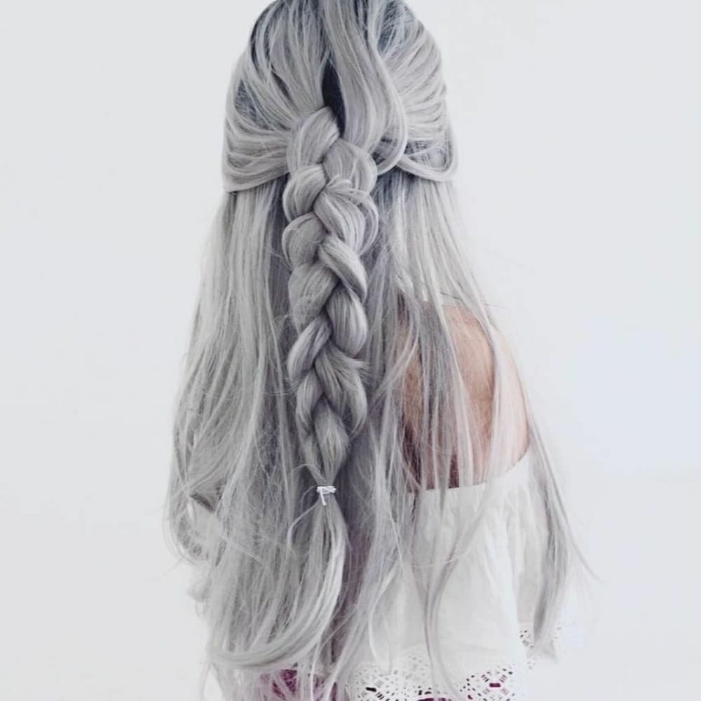 Ombre Black Gray Lace Front Wig
