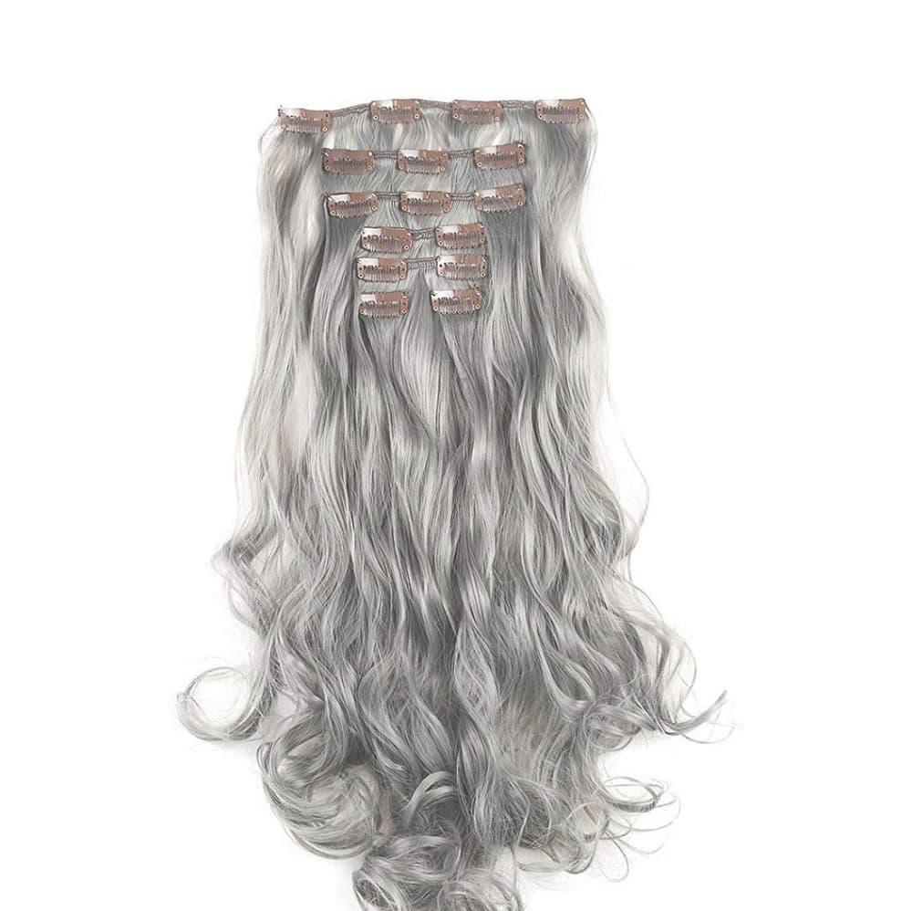 Gray Full Head clip in Extension
