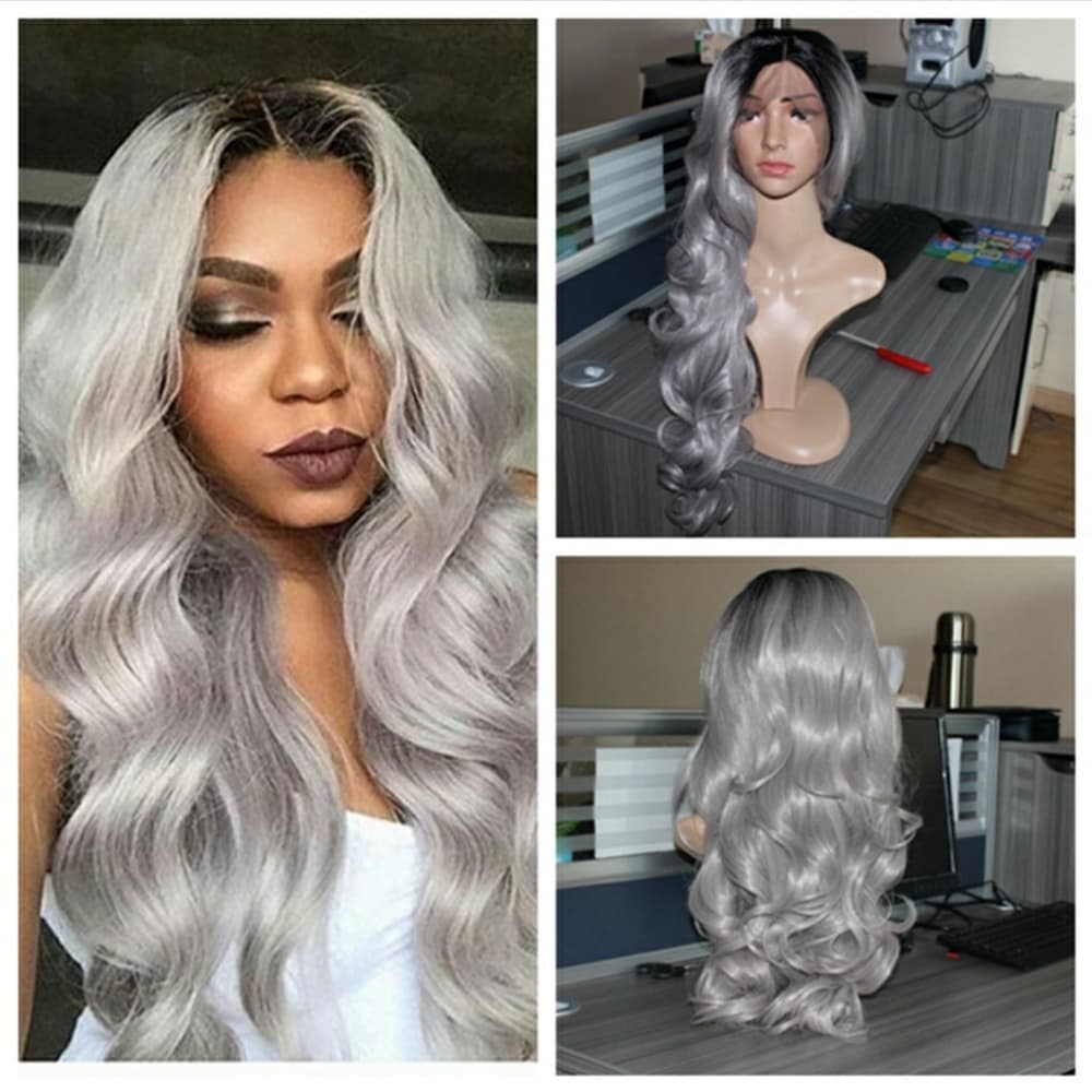 Black Gray Ombre LaceFront Wig 24-26 inches!!8