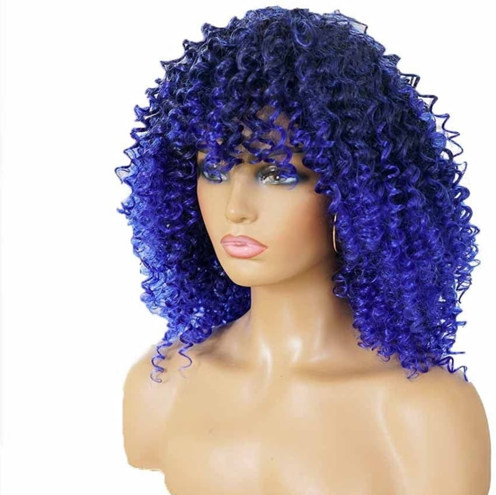 Black Blue Curly Full Wig!!