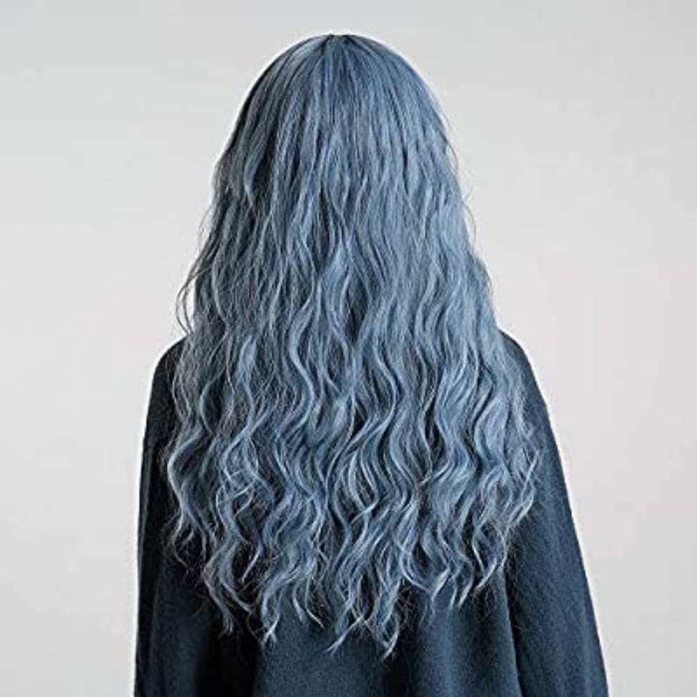 Sky Blue Wavy Full Wig