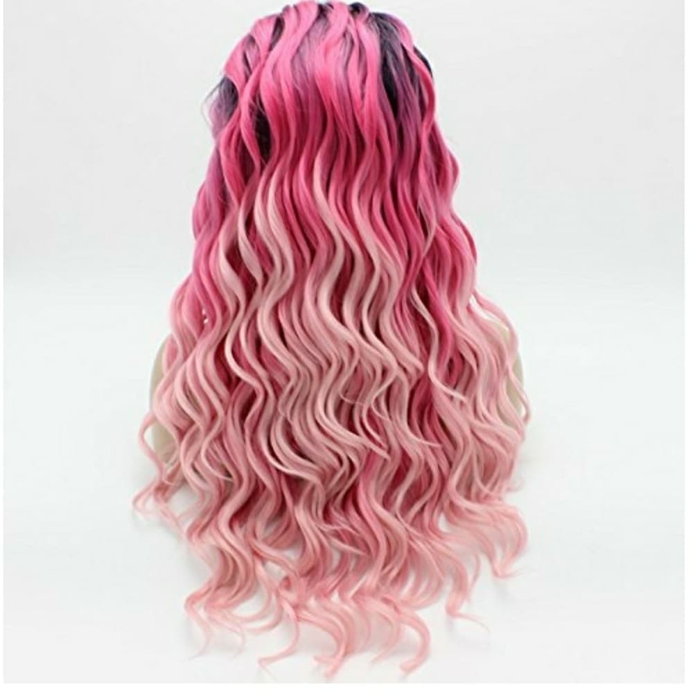 Ombre purple Dark light Pink Lacefront Wig 22-24